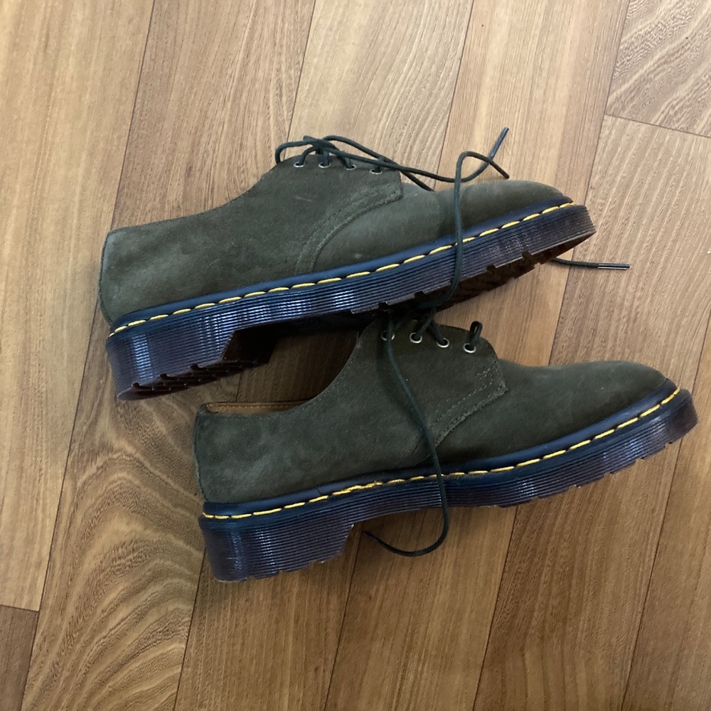 Dr. Marten's Smiths Repello Suede Dress Shoes - Dark Olive - Size 5 Men 6 Women